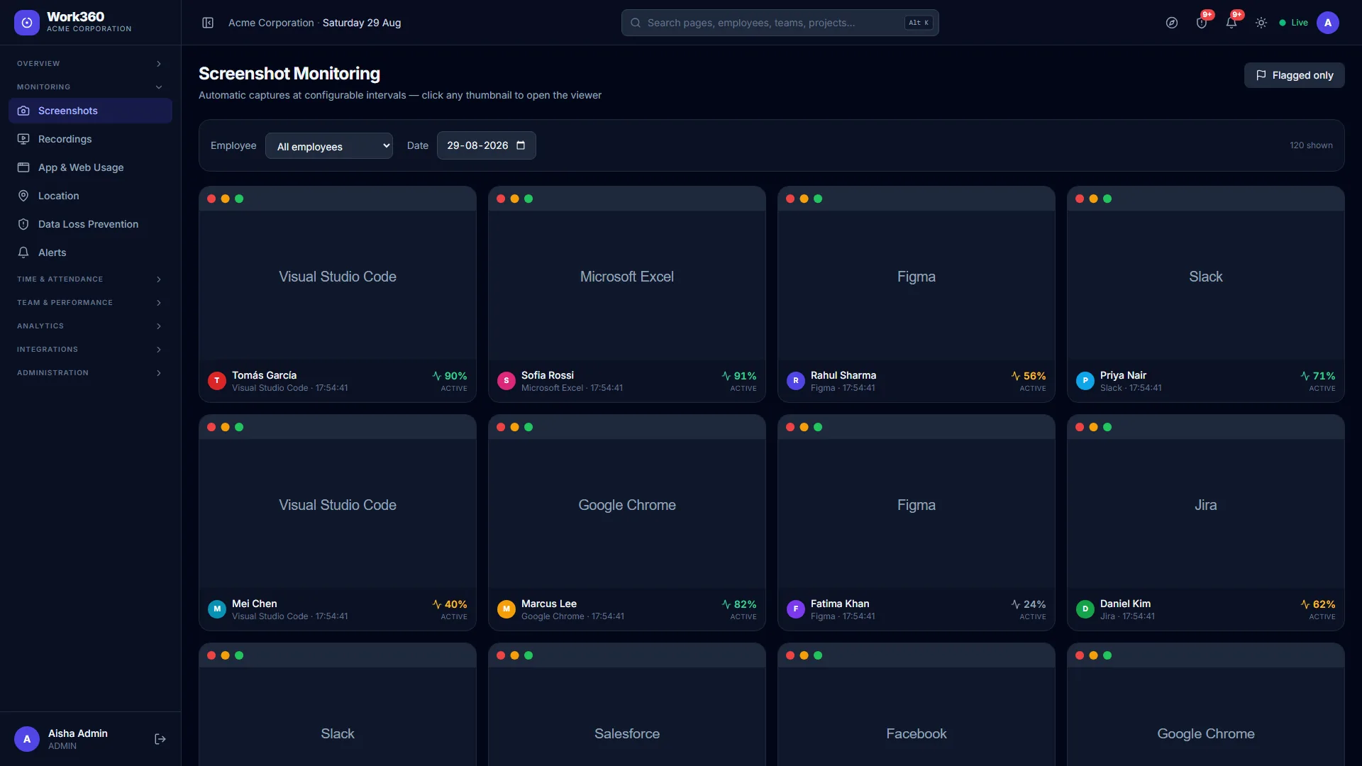 Screenshot monitoring